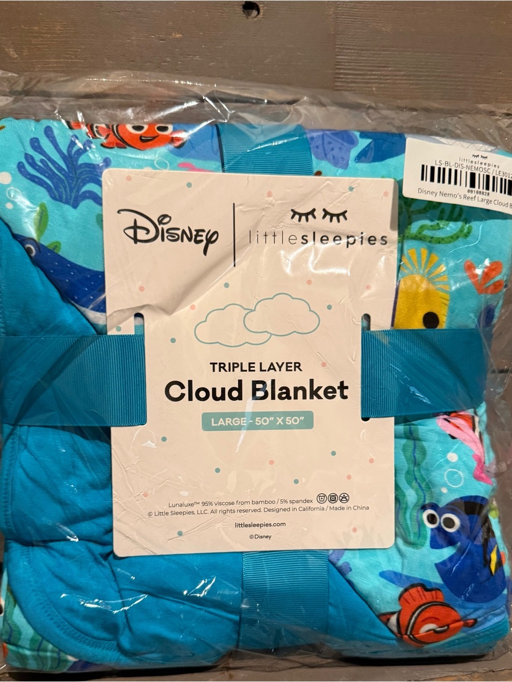 Disney Little Sleepies Triple Layer Cloud Blanket - Blue (Nemo/Reef)
